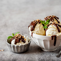 Vanilla Ice Cream with Chocolate Topping