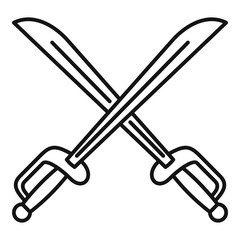 Warrior crossed sword icon. Outline warrior crossed sword vector icon for web design isolated on white background