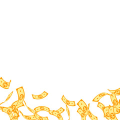 Korean won notes falling. Floating WON bills on wh