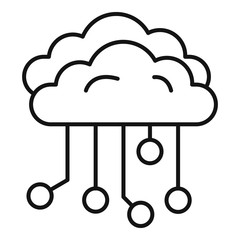 Cloud ai icon. Outline cloud ai vector icon for web design isolated on white background