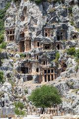 Fototapeta premium Archeological remains of the Lycian rock cut tombs in Myra, Turkey