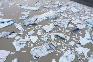 Global warming, aerial view of melting glacier, Iceland
