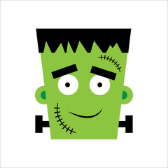 Halloween Frankenstein Vector illustration. Happy Frankenstein Day. Illustration for kids, card Halloween, print.