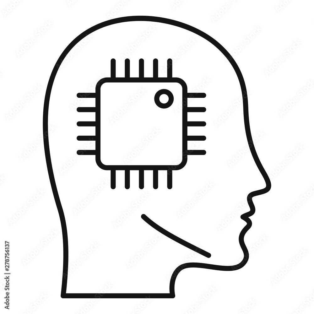 Poster ai smart processor head icon. outline ai smart processor head vector icon for web design isolated on