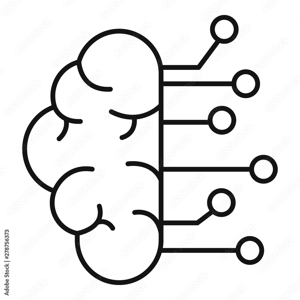 Poster brain ai smart icon. outline brain ai smart vector icon for web design isolated on white background