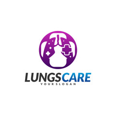 Lungs Health Care Logo Design Concept Vector. Lungs with Health icon logo template