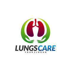 Fototapeta premium Lungs Health Care Logo Design Concept Vector. Lungs with Hand icon logo template