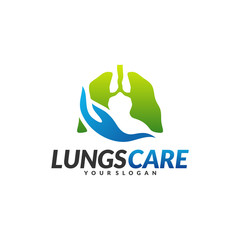 Lungs Health Care Logo Design Concept Vector. Lungs with Hand icon logo template