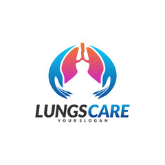 Lungs Health Care Logo Design Concept Vector. Lungs with Hand icon logo template