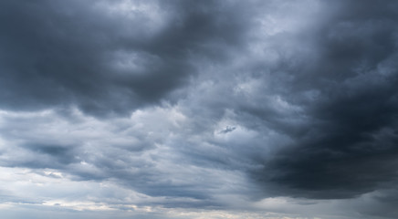 Beautiful dark rain clouds. Nature background.