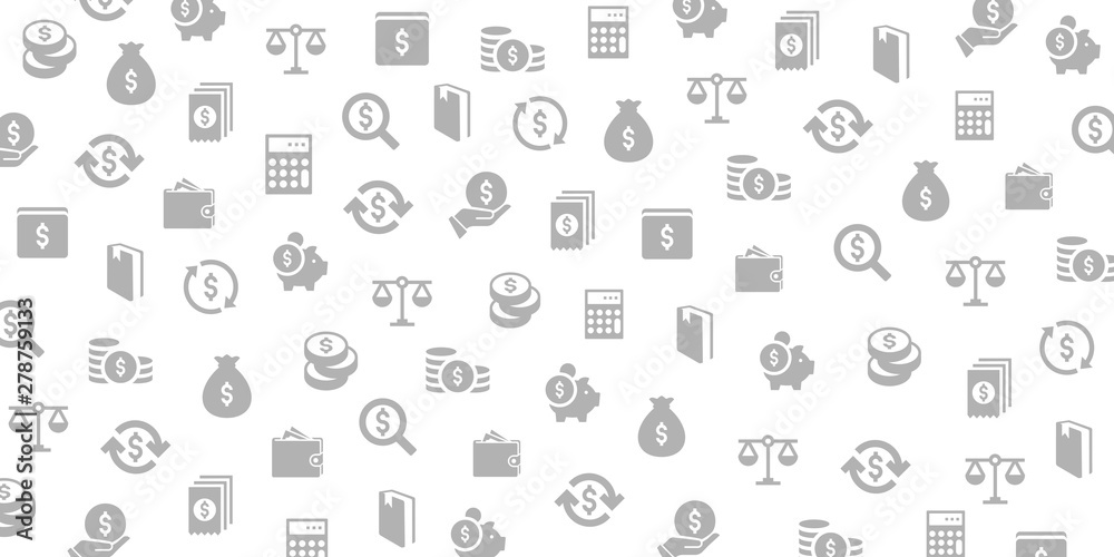 Wall mural vector set of design templates and elements for finance and money tics in trendy linear style - seam