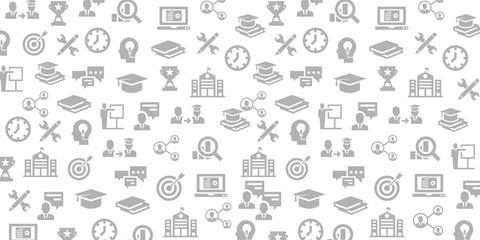 Vector set of design templates and elements for Education in trendy linear style - Seamless patterns with linear icons related to Education