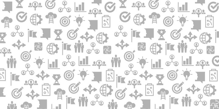 Vector set of design templates and elements for Corporate Management tics in trendy linear style - Seamless patterns with linear icons related to Corporate Management