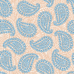 Seamless pattern of beautiful paisley cucumbers Turkish, Indian, Persian, Mexican, African. Vector illustration