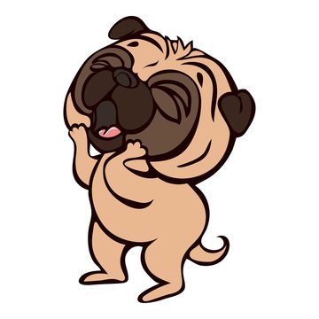 Cute smiling pug icon. Cartoon of cute smiling pug vector icon for web design isolated on white background