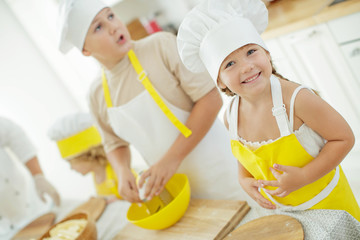 Culinary Master Class. Children in the kitchen are cooking. 