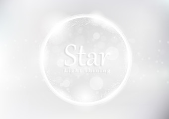 Star frame galaxy and space banner concept, circular ring light shining glowing silver sparkle effect dust explosion, product presentation abstract background vector illustration