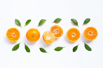 Fresh orange citrus fruit isolated on white background.