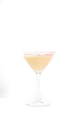 Tasty Brandy Alexander cocktail on a white background