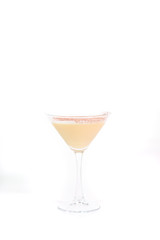 Tasty Brandy Alexander cocktail on a white background