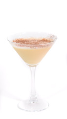 Tasty Brandy Alexander cocktail on a white background