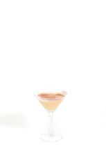 Tasty Brandy Alexander cocktail on a white background