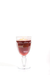 Tasty cherry grog cocktail on a white background