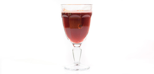 Tasty cherry grog cocktail on a white background