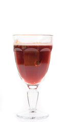 Tasty cherry grog cocktail on a white background