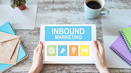 Inbound marketing. Content management and advertising strategy concept.