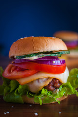 Close-up of homemade burger on a table