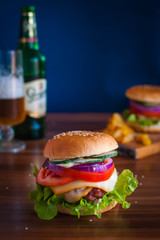 Close-up of homemade burger on a table