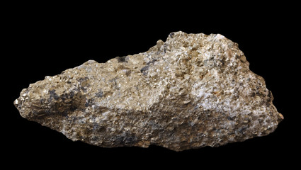 Raw Pyrite mineral with impurity on black background