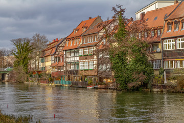 Fototapeta na wymiar Bamberg at river Regnitz