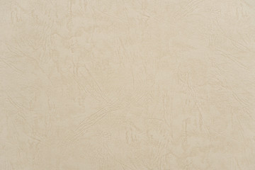 Abstract beige leather texture paper background or backdrop. Empty old cream parchment sheet for decorative design element. Light brown crumpled surface for journal template presentation.