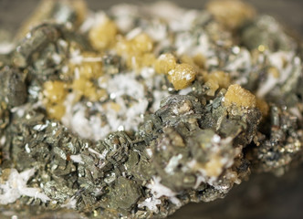 Raw natural mineral,calcite, pyrite and limonite