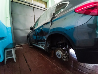 small service station. Cars prepared to diagnosis and repair.