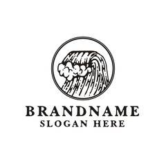 wave vintage logo design template