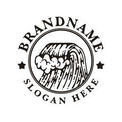 wave vintage logo design template