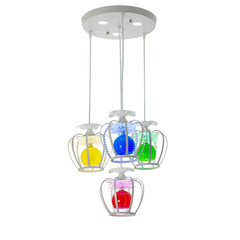 Ceiling lamp with four hanging lights. Isolated on white background