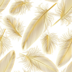 Seamless pattern with feathers. Vector illustration. EPS 10