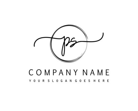 PS Initial handwriting logo with circle hand drawn template vector	