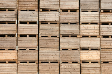 Pile of crates used during apple harvest