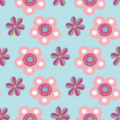 Vector pastel folk flower motifs seamless pattern.