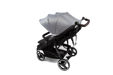 baby carriage, stroller for twins isolated on white background © dechevm