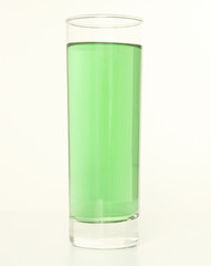 One glass of green liquid on white background, São Paulo, Brazil