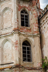 Obraz premium The four-storey tower of the 19th century neo-Gothic library in the Avchurino estate near Kaluga. Ferzikovsky District, Kaluzhskiy region, Russia - July 2019