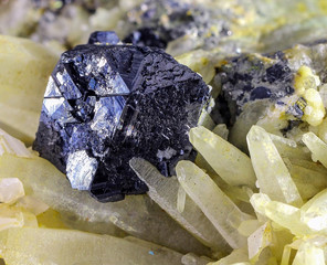 Close up, Raw Minerals, Marmatite ingrown in calcite