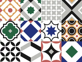 Papier peint Portugal carreaux de céramique Modèle de tuile sans couture. Éléments de design décoratif vintage. Modèle vectoriel azulejo.