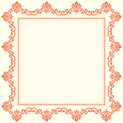 Oriental frame with arabesques and floral pattern. Fine greeting card